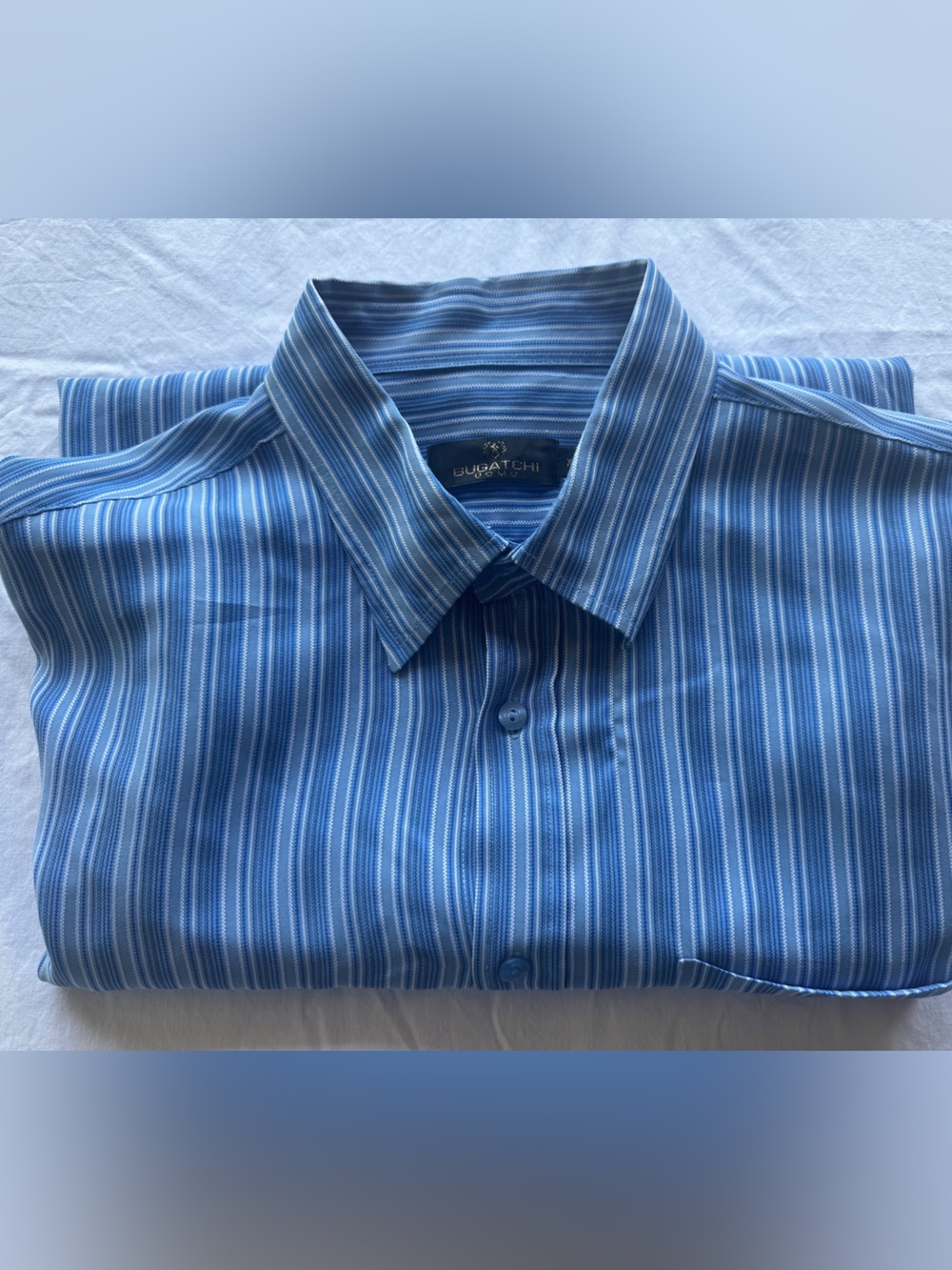 Bugatchi Uomo Blue Striped Dress Shirt XL
